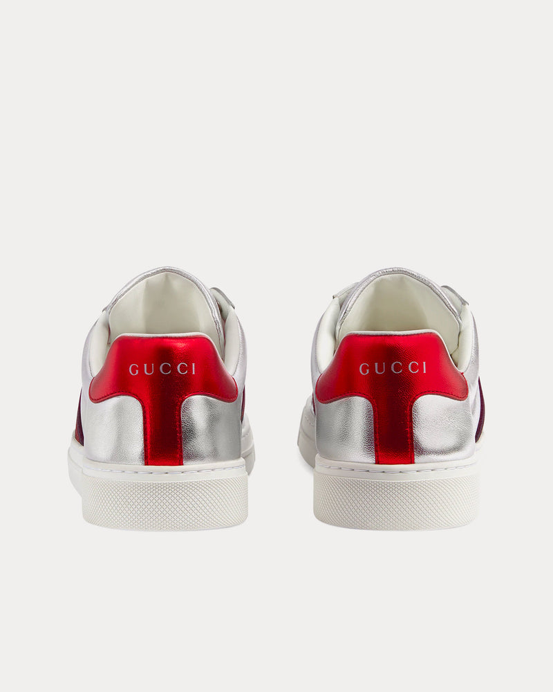 Gucci Ace Leather Metallic Silver Low Top Sneakers - 4