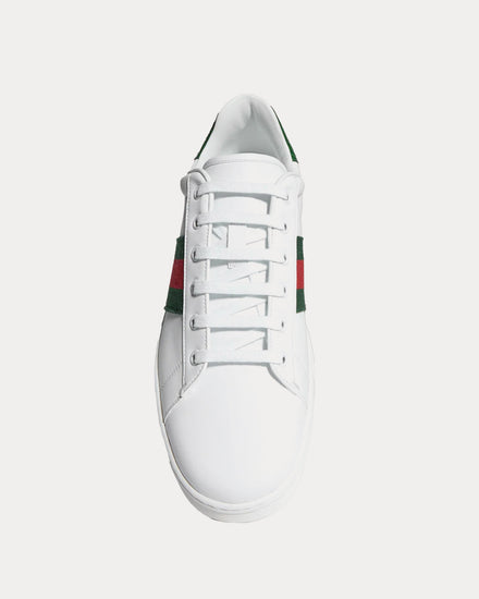 Gucci Ace with Trim & Crocodile-Print White / Green Low Top Sneakers - 2