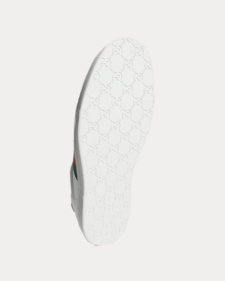 Gucci Ace with Trim & Crocodile-Print White / Green Low Top Sneakers - 4