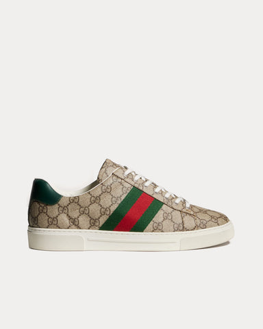 Gucci Ace with Web GG Supreme Beige / Ebony Low Top Sneakers