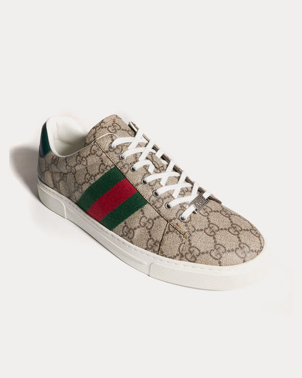 Gucci Ace with Web GG Supreme Beige / Ebony Low Top Sneakers - 2