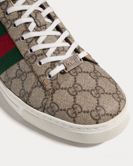 Gucci Ace with Web GG Supreme Beige / Ebony Low Top Sneakers - 4