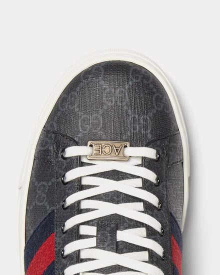 Gucci Ace with Web GG Supreme Canvas Black Low Top Sneakers - 5