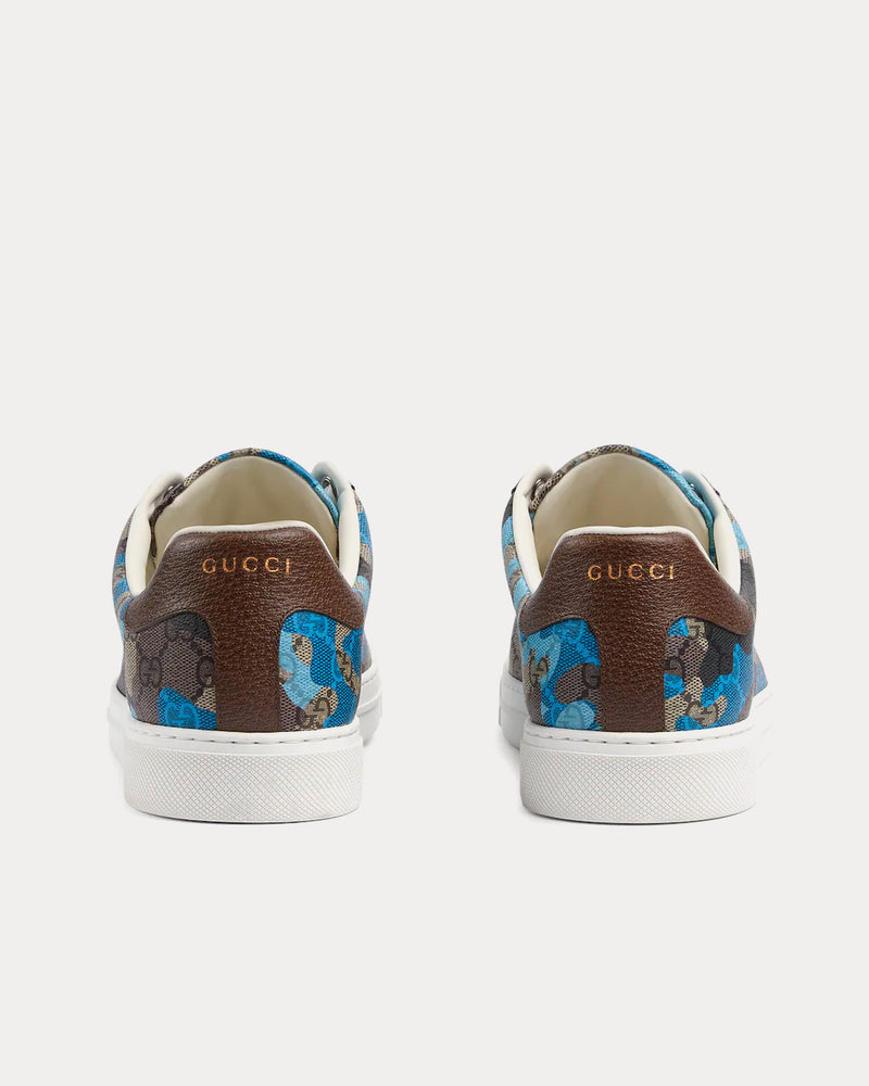 Gucci Ace with Web GG Monogram Camouflage Blue / Light Blue Low Top Sneakers - 4