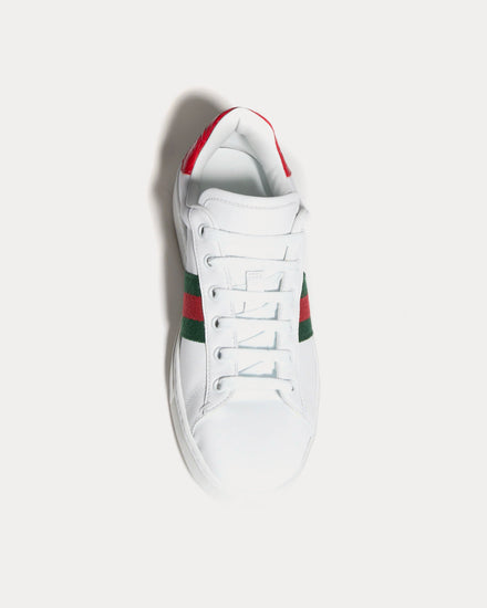Gucci Ace with Trim & Crocodile-Print White / Red Low Top Sneakers - 2