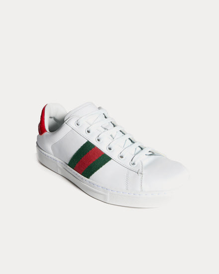 Gucci Ace with Trim & Crocodile-Print White / Red Low Top Sneakers - 3