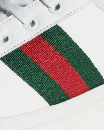 Gucci Ace with Trim & Crocodile-Print White / Red Low Top Sneakers - 5