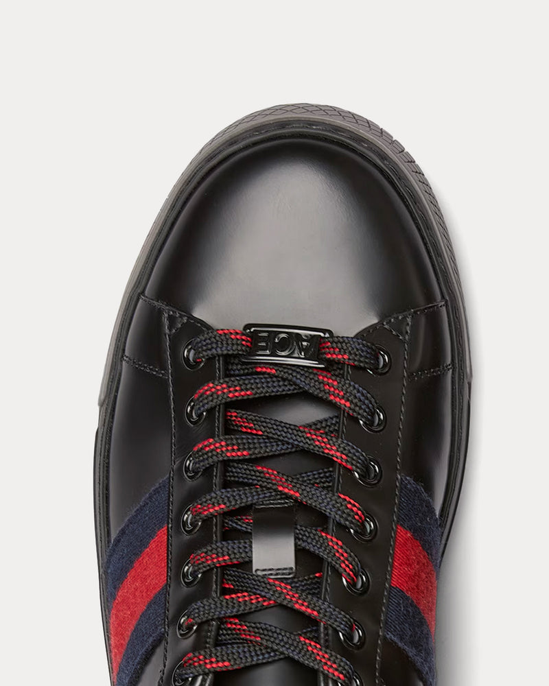 Gucci Ace with Web Leather Black Low Top Sneakers - 5