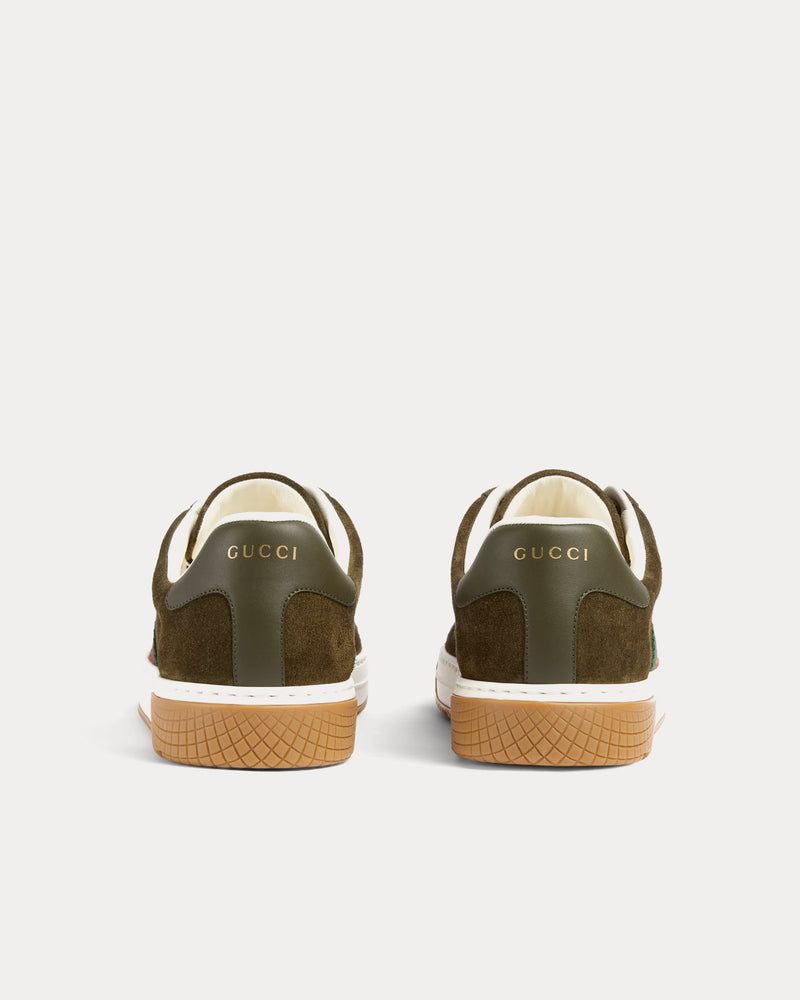 Gucci Ace with Web Suede Forest Green Low Top Sneakers - 4