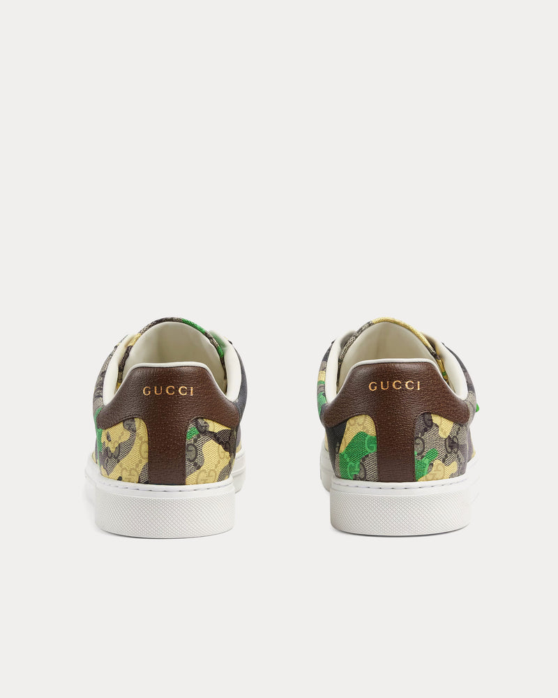 Gucci Ace with Web GG Monogram Camouflage Green / Yellow Low Top Sneakers - 4