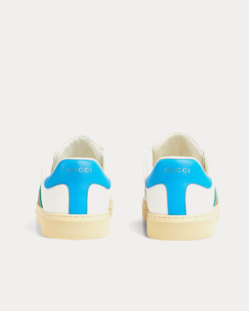 Gucci Ace with Web GG Leather with Perforated Rubber Toe White / Beige Low Top Sneakers - 3