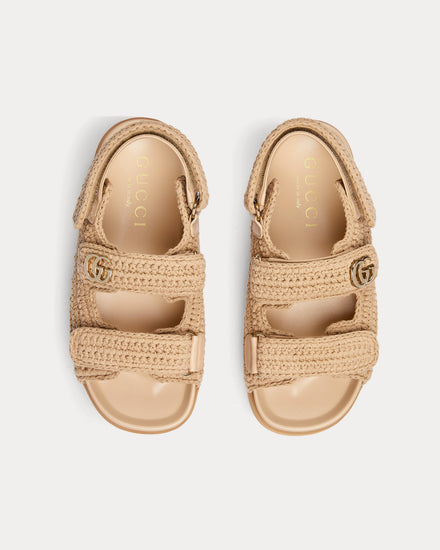 Gucci Double G in GG Canvas Beige Sandals - 2