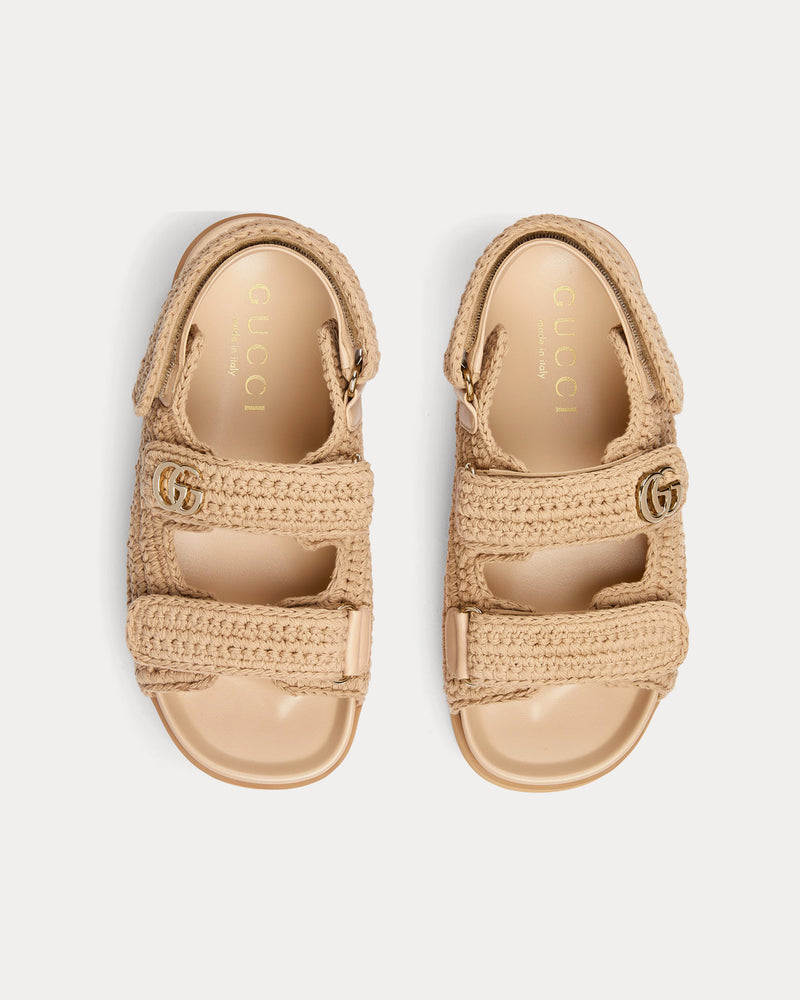 Gucci Double G in GG Canvas Beige Sandals - 2