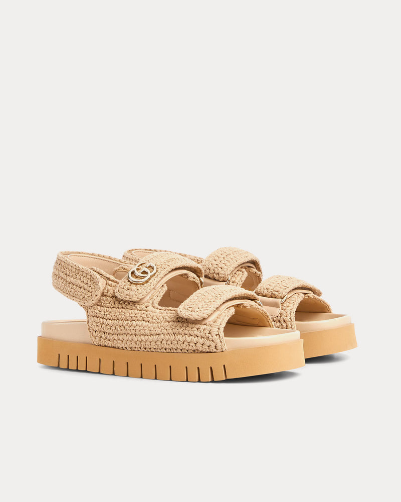 Gucci Double G in GG Canvas Beige Sandals - 4