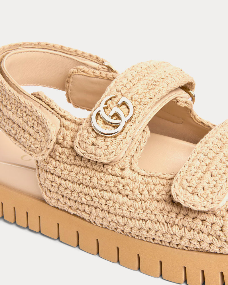 Gucci Double G in GG Canvas Beige Sandals - 3