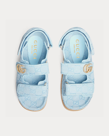 Gucci Double G in GG Canvas Light Blue Sandals - 2