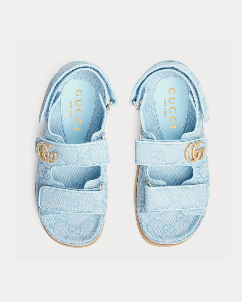 Gucci Double G in GG Canvas Light Blue Sandals - 2