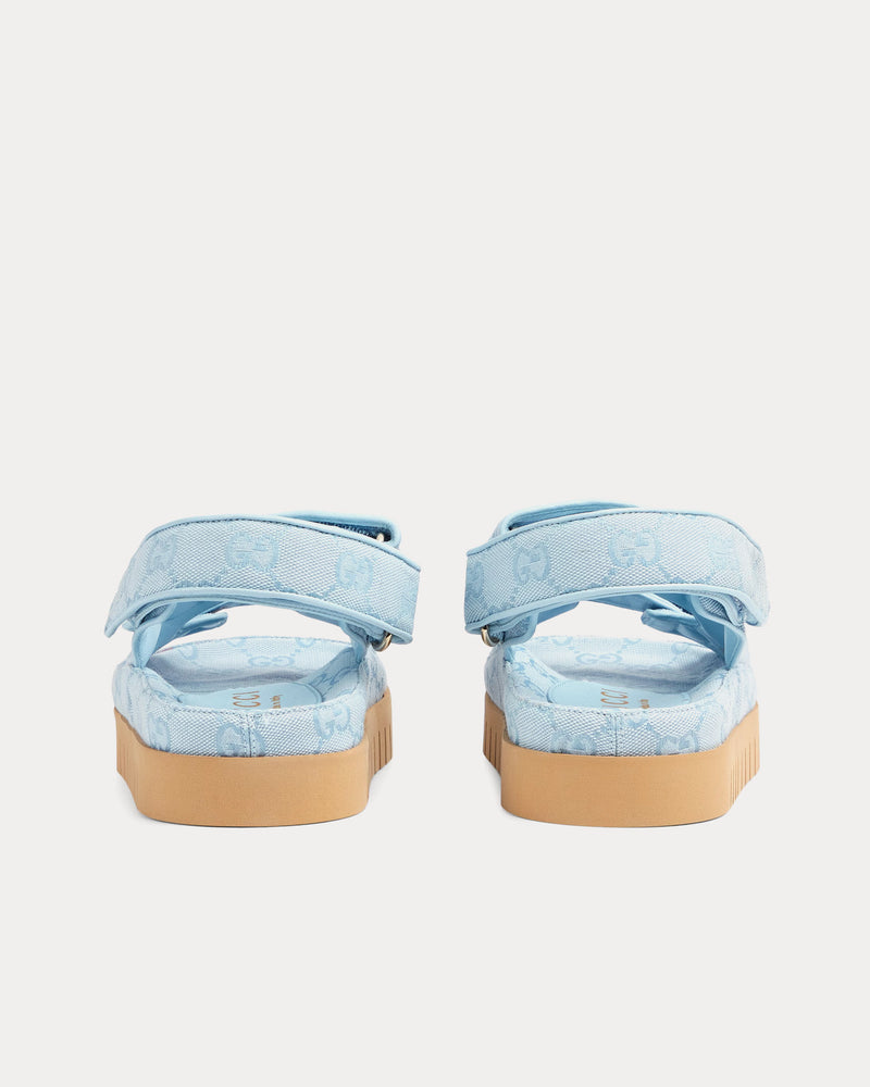 Gucci Double G in GG Canvas Light Blue Sandals - 4