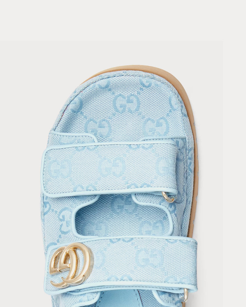Gucci Double G in GG Canvas Light Blue Sandals - 5