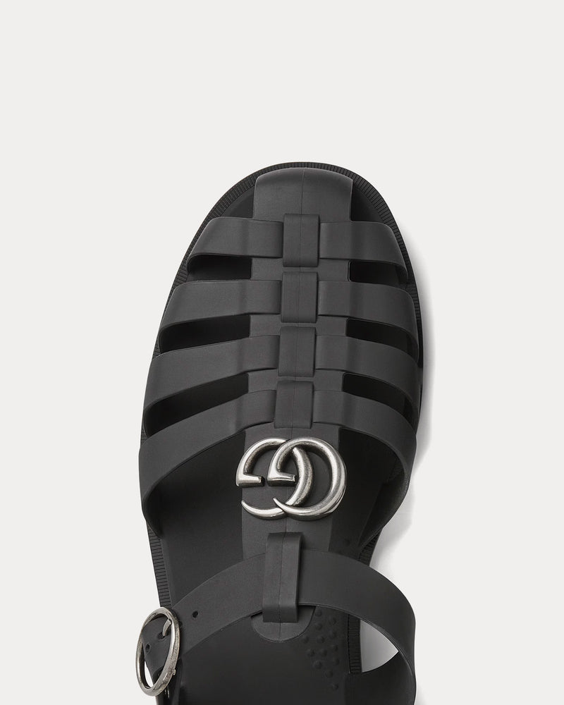 Gucci Double G Rubber Black Mules - 4