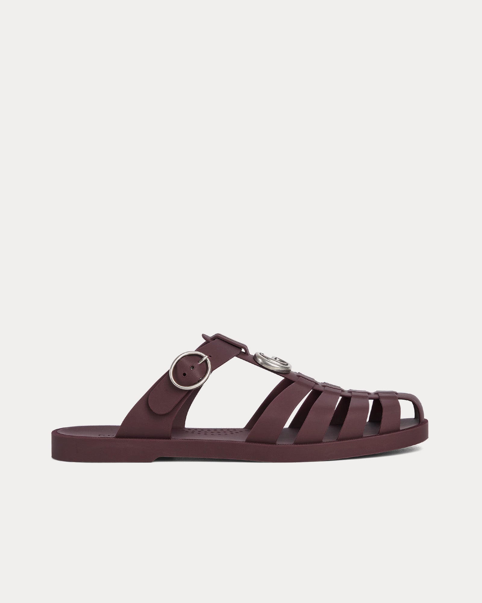 Gucci Men's Double G Rubber Bordeaux Mules