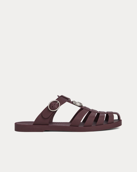 Gucci Double G Rubber Bordeaux Mules - 1
