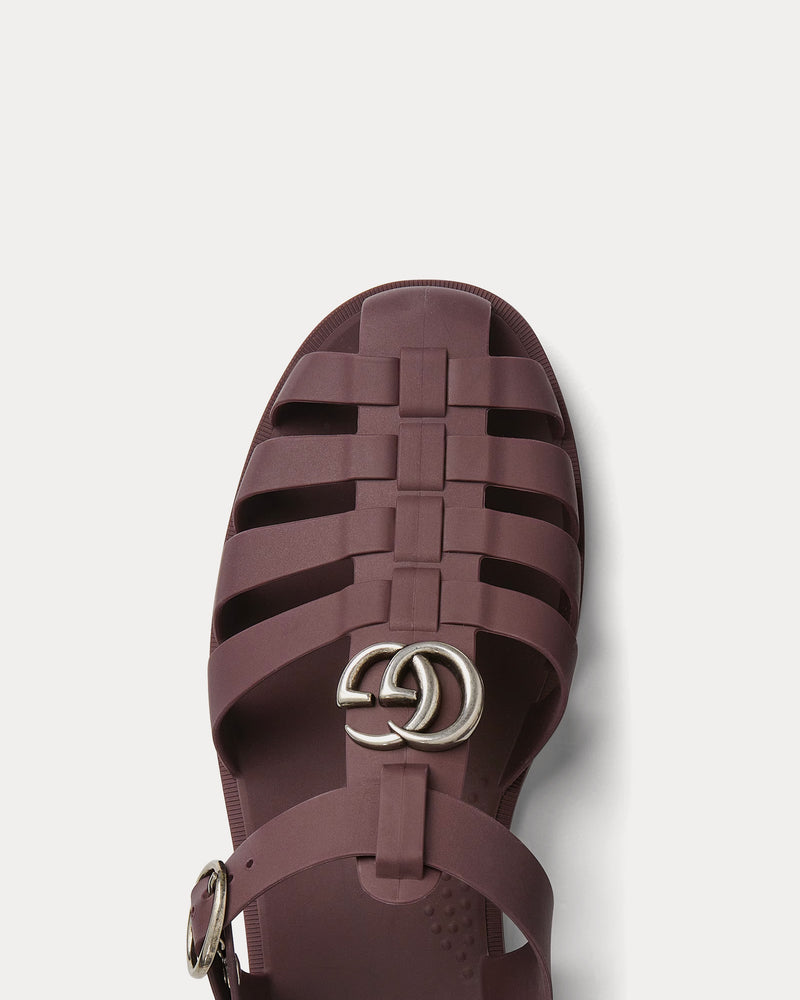 Gucci Double G Rubber Bordeaux Mules - 4