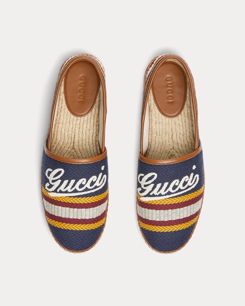 Gucci Espadrille with Gucci Script Blue / Multi Slip Ons - 2
