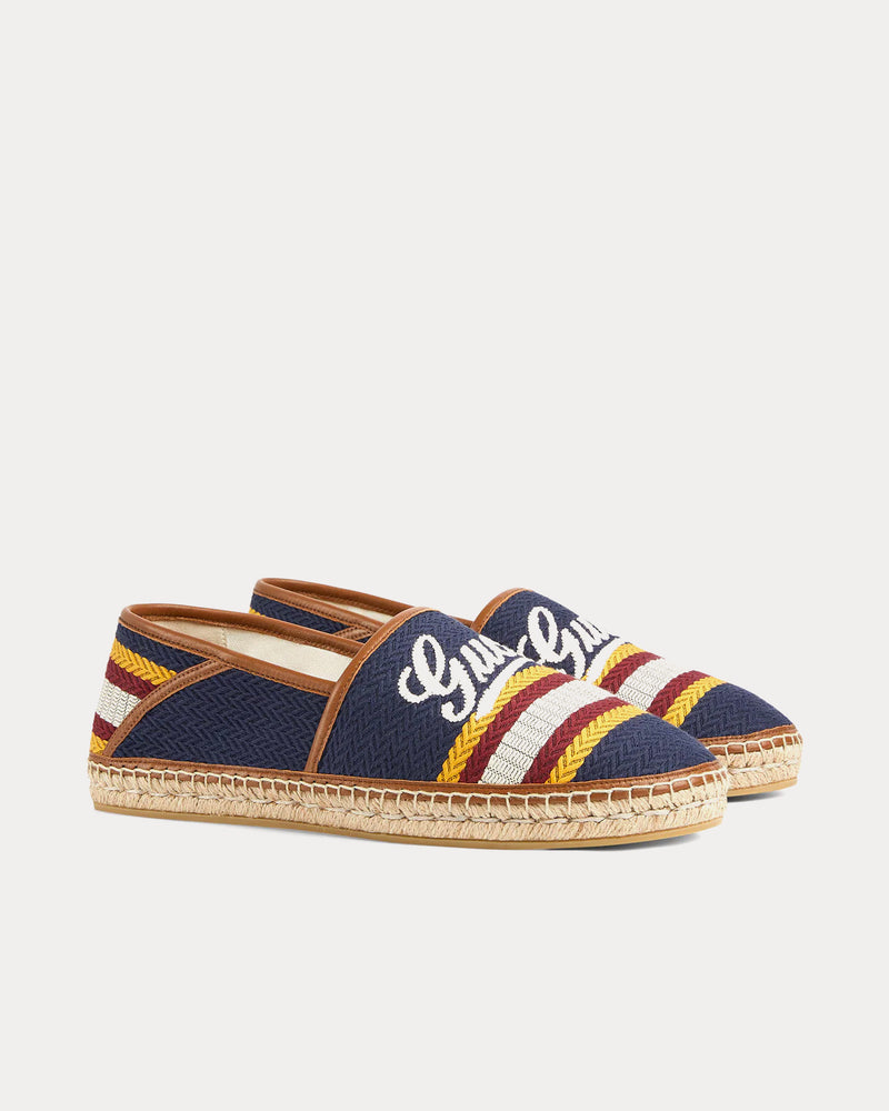 Gucci Espadrille with Gucci Script Blue / Multi Slip Ons - 3