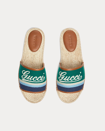 Gucci Espadrille with Gucci Script Green / Multi Slides - 2