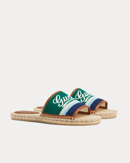 Gucci Espadrille with Gucci Script Green / Multi Slides - 3
