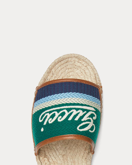 Gucci Espadrille with Gucci Script Green / Multi Slides - 5