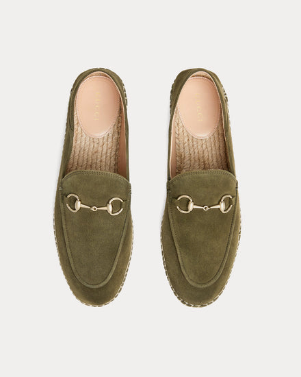 Gucci Horsebit Suede Dark Green Espadrilles - 2