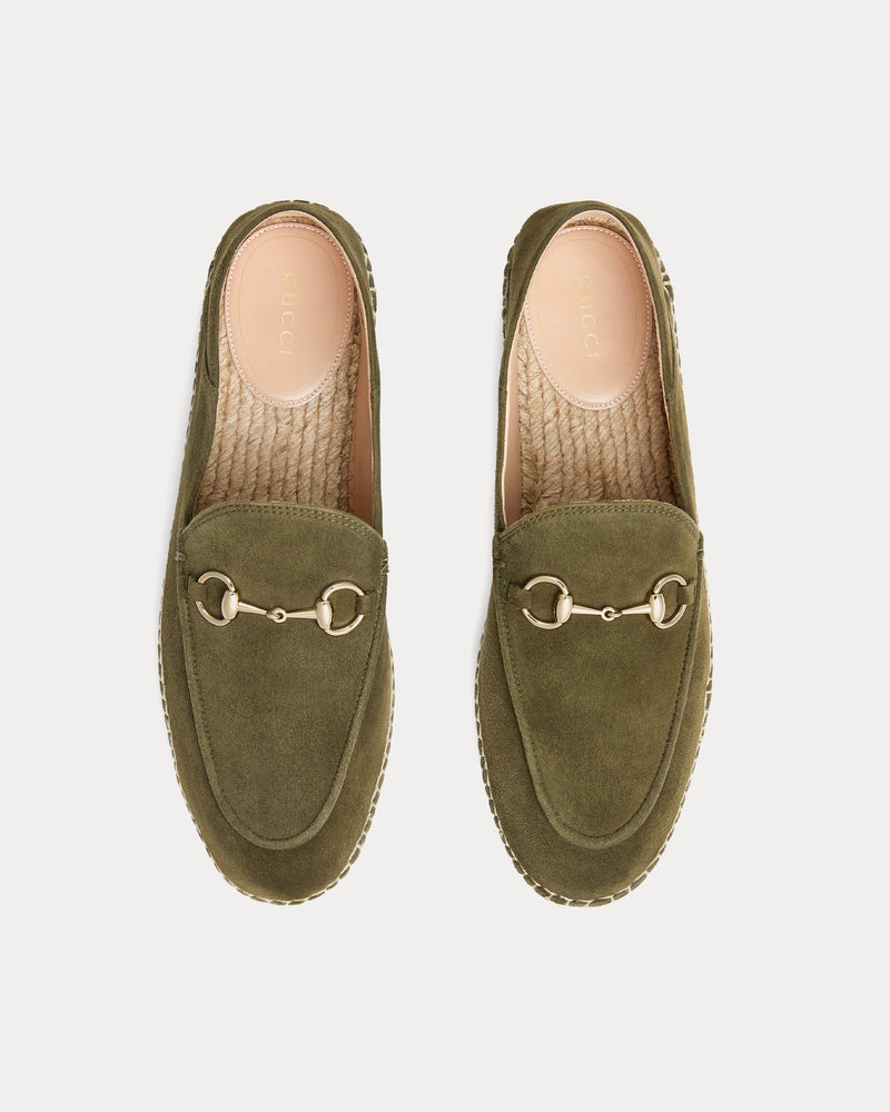 Gucci Horsebit Suede Dark Green Espadrilles - 2