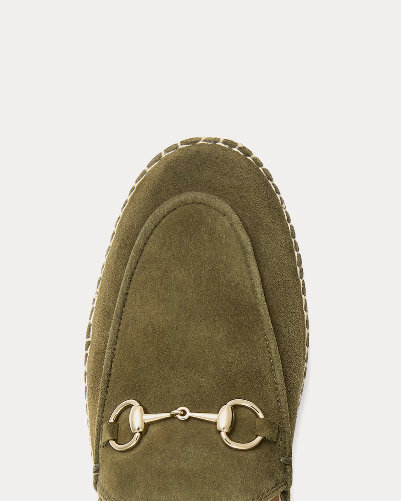 Gucci Horsebit Suede Dark Green Espadrilles - 4
