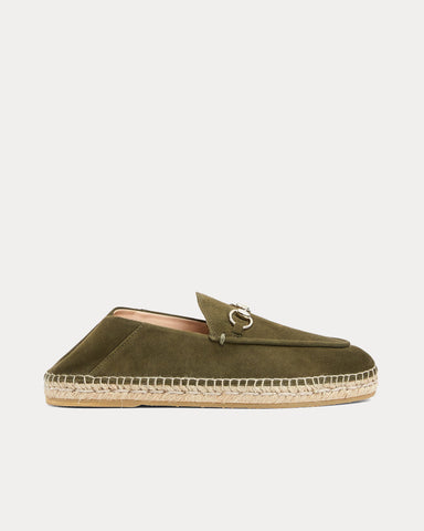 Gucci Horsebit Suede Dark Green Espadrilles