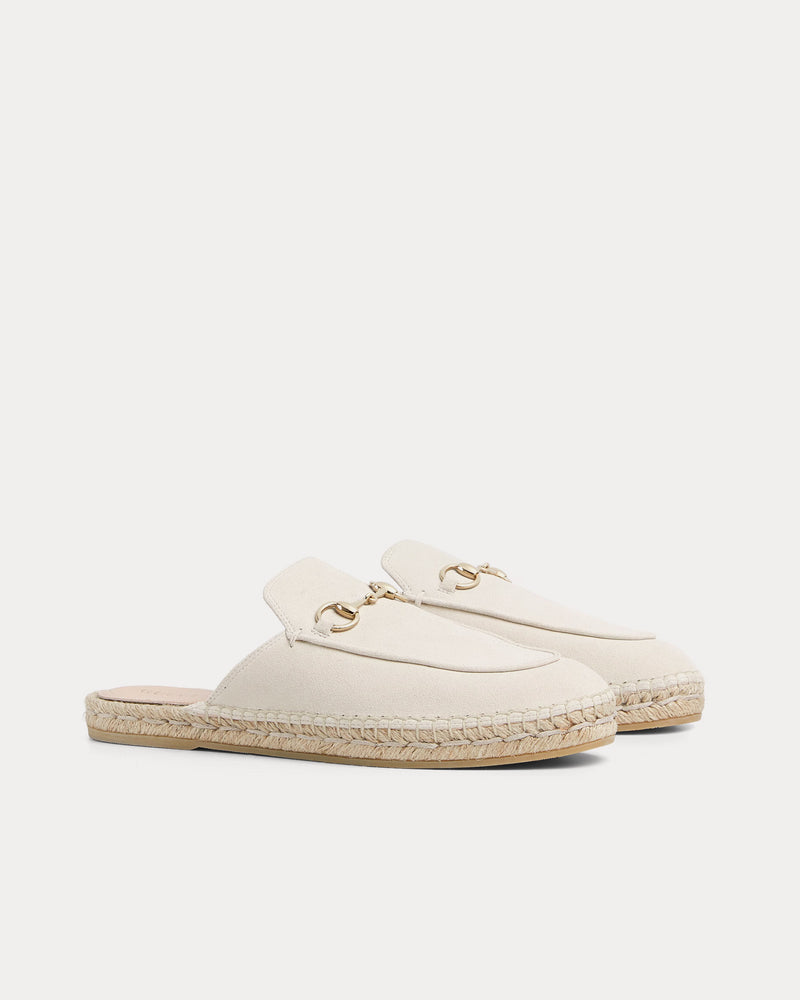 Gucci Horsebit Suede Ivory Espadrille Mules - 3