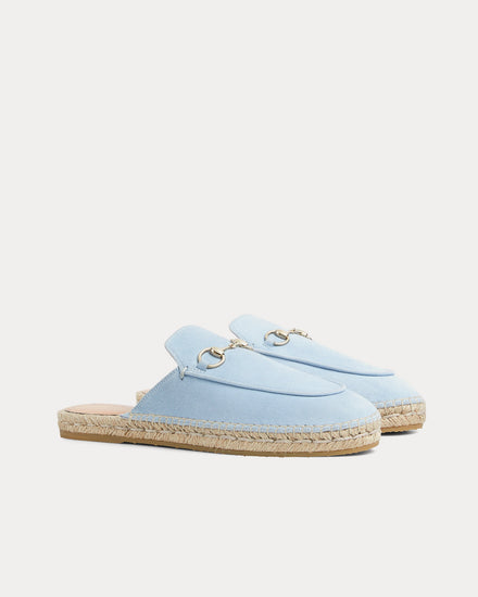 Gucci Horsebit Suede Light Blue Espadrille Mules - 3