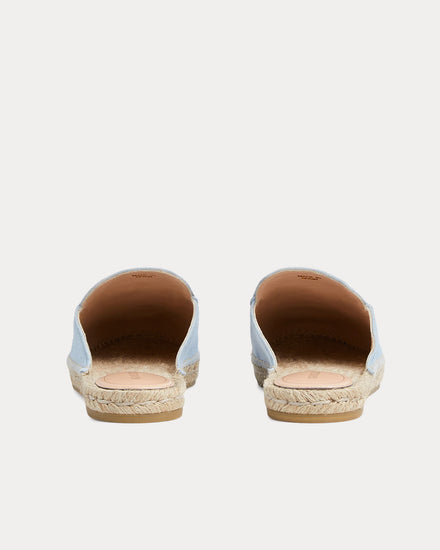 Gucci Horsebit Suede Light Blue Espadrille Mules - 4