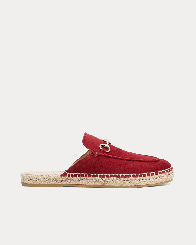 Gucci Horsebit Suede Rosso Ancora Espadrille Mules - 1