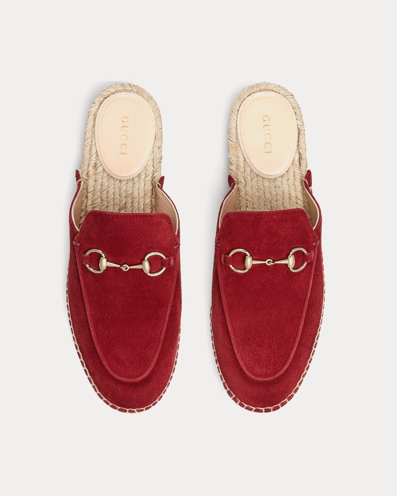 Gucci Horsebit Suede Rosso Ancora Espadrille Mules - 2