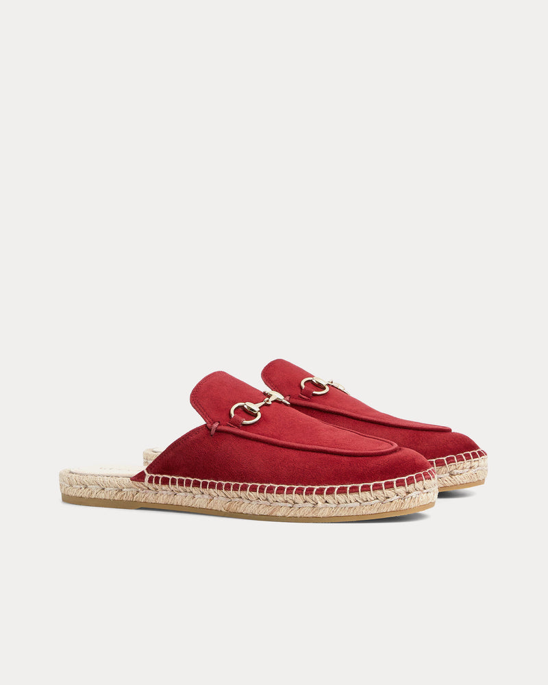 Gucci Horsebit Suede Rosso Ancora Espadrille Mules - 3
