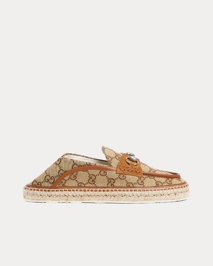 Gucci Horsebit with GG Canvas Beige / Dark Brown Espadrilles - 1