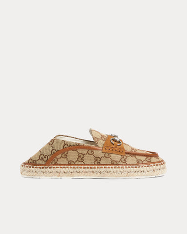 Gucci Horsebit with GG Canvas Beige / Dark Brown Espadrilles