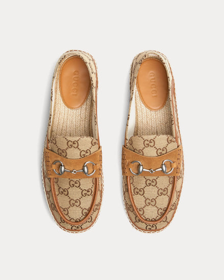 Gucci Horsebit with GG Canvas Beige / Dark Brown Espadrilles - 2