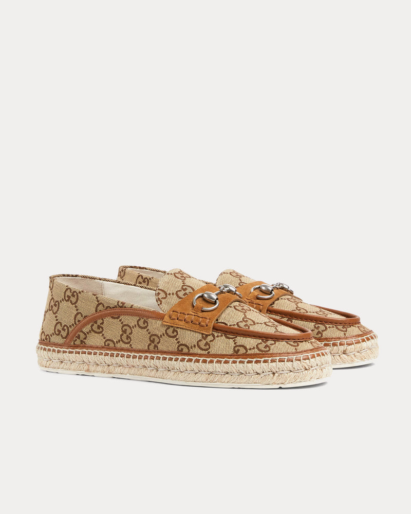 Gucci Horsebit with GG Canvas Beige / Dark Brown Espadrilles - 3
