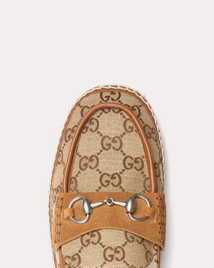 Gucci Horsebit with GG Canvas Beige / Dark Brown Espadrilles - 5