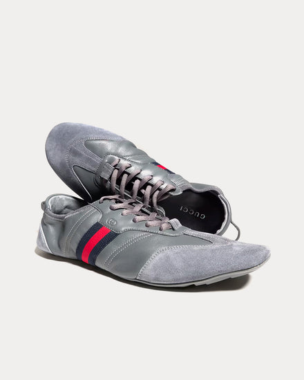 Gucci Flex Suede & Leather Grey Low Top Sneakers - 4