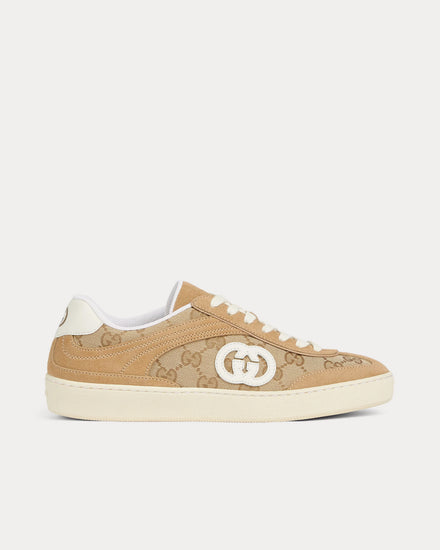 Gucci G75 GG Canvas Beige / Dark Brown Low Top Sneakers - 1