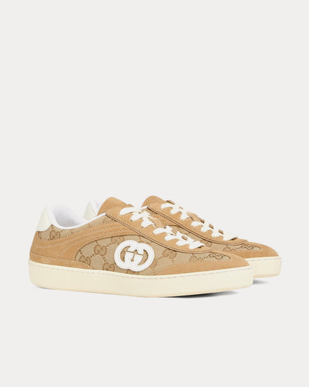 Gucci G75 GG Canvas Beige / Dark Brown Low Top Sneakers - 2